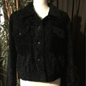Ilana Wolf Black Poodle Fur Waist Jacket Large